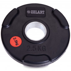 Блины (диски) 2,5 кг обрезиненные с тройным хватом и металлической втулкой d-51мм Z-HIT TA-5160-2,5 