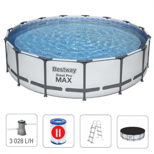 Каркасный бассейн Steel Pro Max 457х107см, 14970л, фил.-насос 3028л/ч, лестница, тент