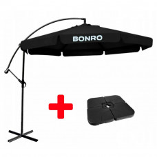 Зонт садовой с наклоном и подставкой черный Bonro 3,0 M*6K