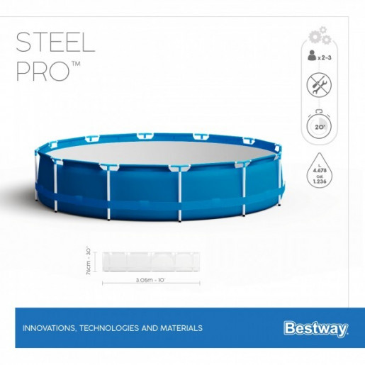 Каркасный бассейн Steel Pro 305×76см, 4678л, 56677BW