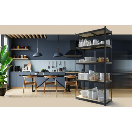 Стеллаж металлический окрашенный 180x60x40см Антрацит Бюджет