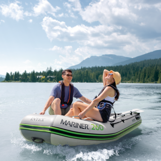 Надувная лодка «Mariner 260» INTEX с веслами, насосом и сумкой, 264x155x61 см, до 400 кг