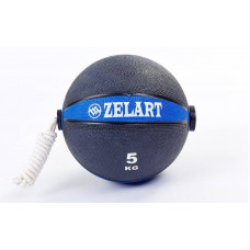 Мяч медицинский 5кг (медбол) с веревкой FI-5709-5