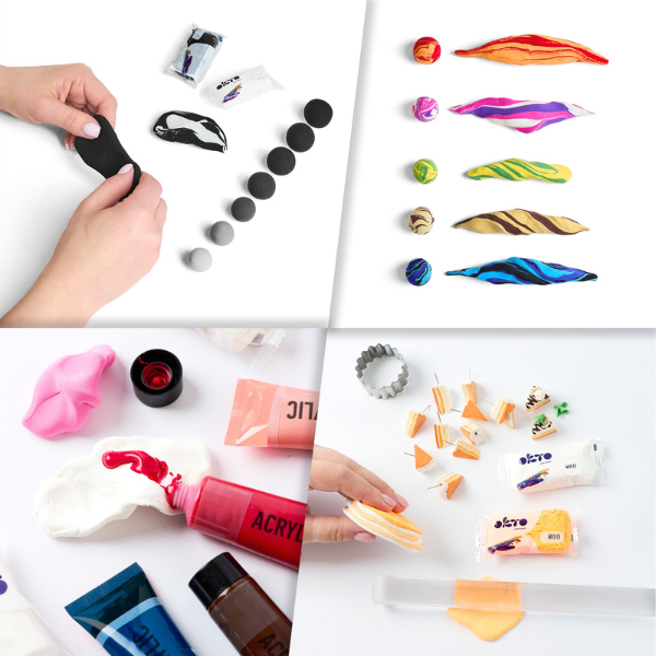 Воздушный чёрный пластилин Air Clay OKTO Colours, 10 шт. х 6 г, размер S