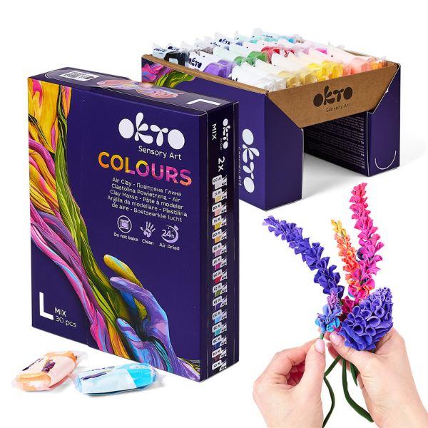 Воздушный микс пластилин Air Clay OKTO Colours, 30 шт. х 6 г, размер L
