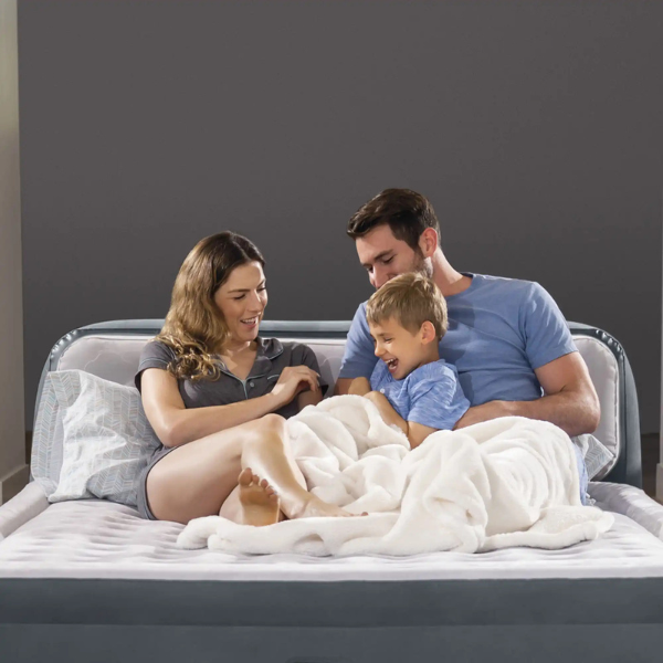 INTEX Матрас VELUR 152x236x86cm co СПИНКОЙ и встроенным насосом, DELUXE