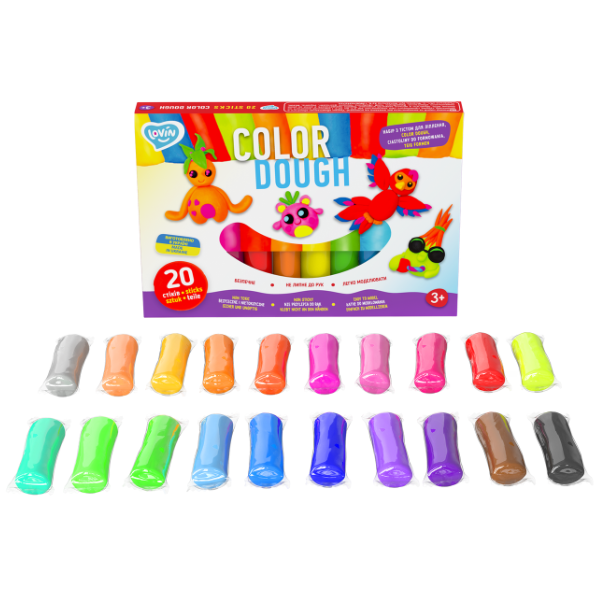 Тесто для лепки Play dough, 20 цветов х 15г.