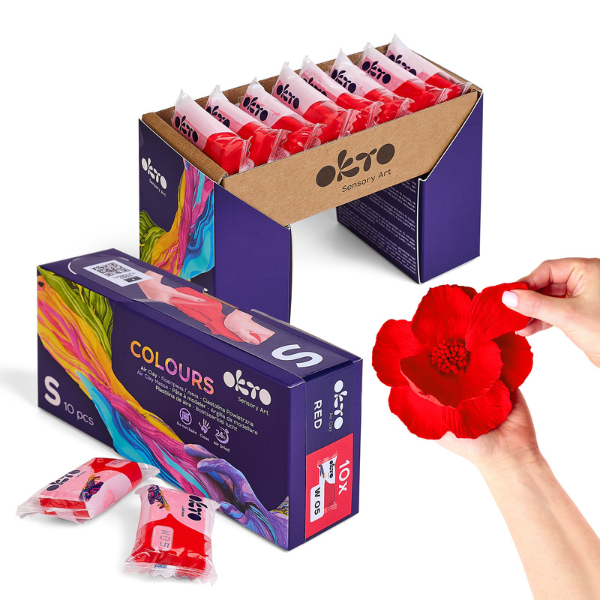 Воздушный красный пластилин Air Clay OKTO Colours, 10 шт. х 6 г, размер S