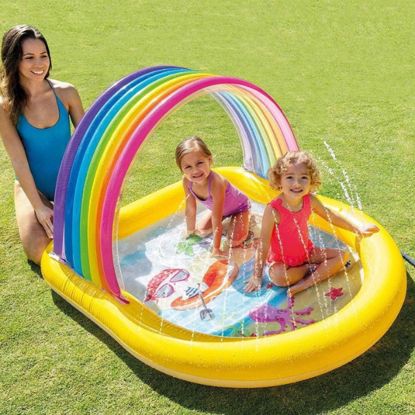 INTEX Детский надувной бассейн с навесом и фонтанчиками 147x130x86 см, 84 Л, 2+