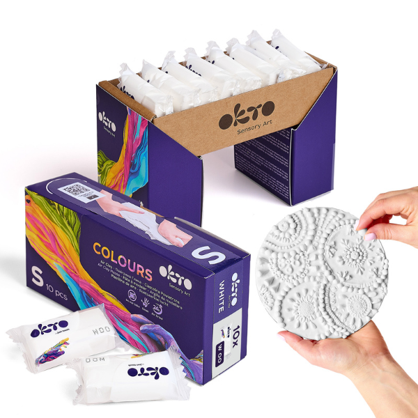 Воздушный белый пластилин Air Clay OKTO Colours, 10 шт. х 6 г, размер S