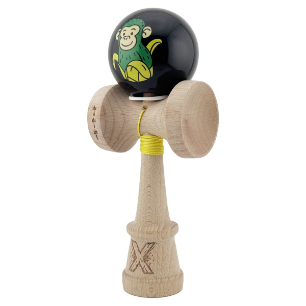 «Kendama Super Sticky X Original», металлический подшипник, веревка 62/65 см, King size 7.5 x 6 x 18 см , «Обезьянка», черная