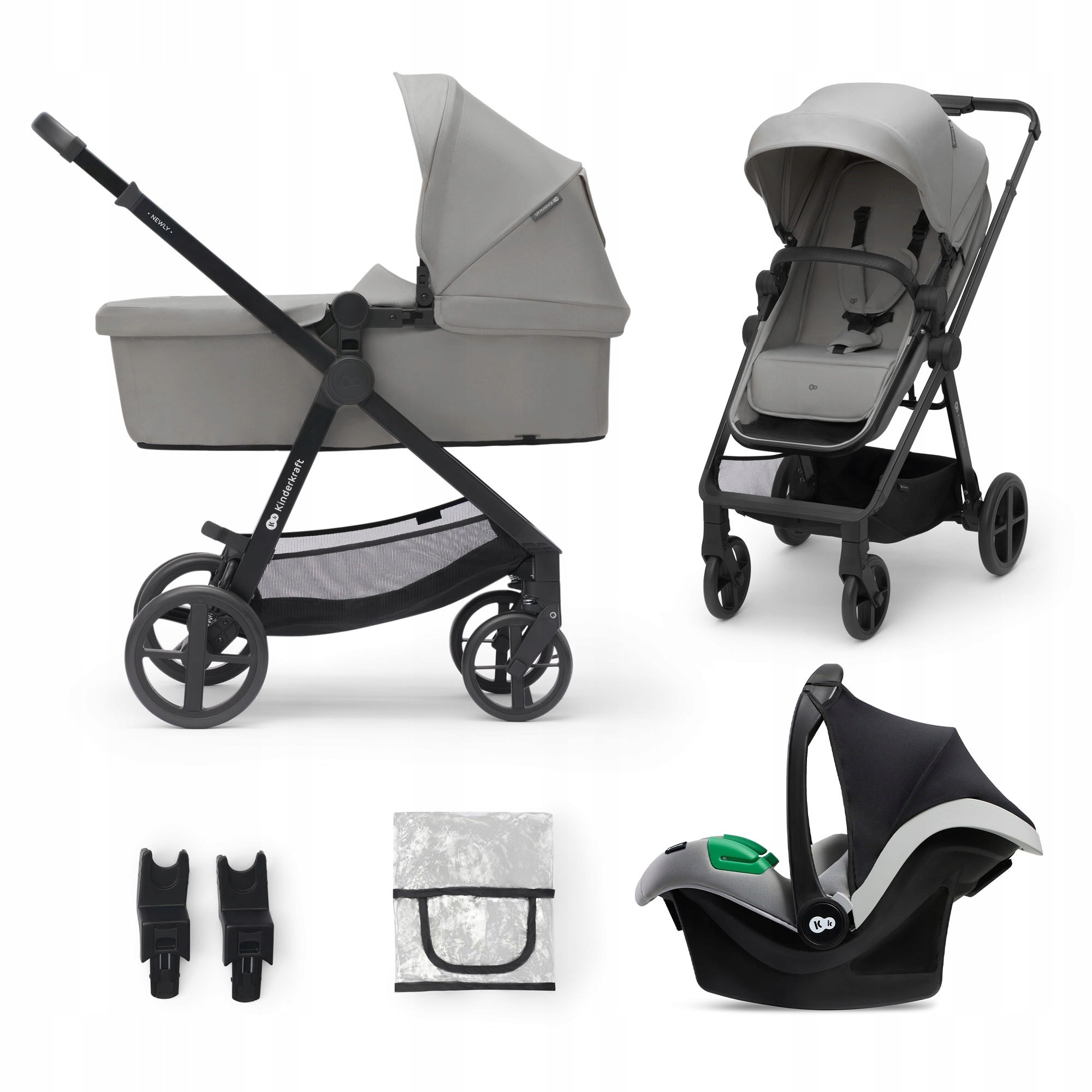 Коляска Kinderkraft Newly 3in1 Mink Pro Grey (KSNEWL00GRY300I)