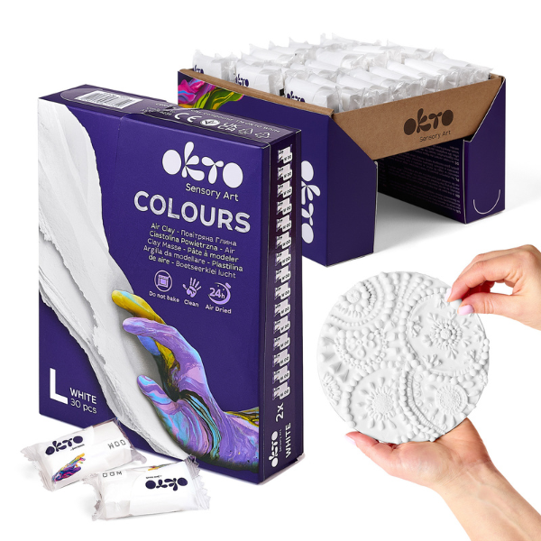 Воздушный белый пластилин Air Clay OKTO Colours, 30 шт. х 6 г, размер L