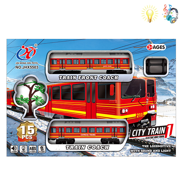 Игрушка поезд CITY TRAIN, 15 элементов (свет / звук)